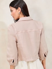 Lipsy Stone Collarled Bracelet Sleeve Denim Jacket - Image 4 of 4