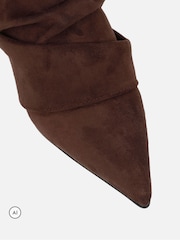 Simmi London Brown Hazel Foldover Ruched Kitten Heel Ankle Boots - Image 4 of 4