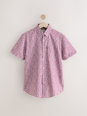 Red Floral/Navy Regular Fit Easy Iron Short Sleeve Oxford Shirts 2 Pack - Image 2 of 5