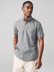 Sage Green Madras Check /Grey Marl Regular Fit Easy Iron Short Sleeve Oxford Shirts 2 Pack - Image 2 of 8