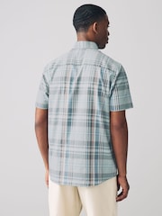 Sage Green Madras Check /Grey Marl Regular Fit Easy Iron Short Sleeve Oxford Shirts 2 Pack - Image 3 of 8