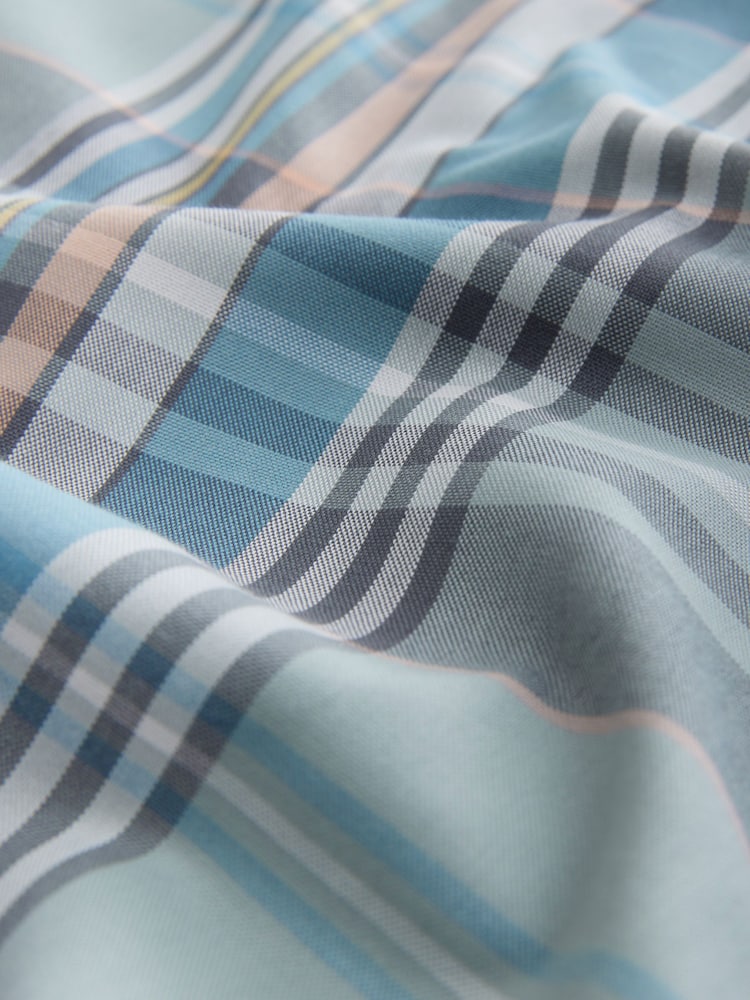 Sage Green Madras Check /Grey Marl Regular Fit Easy Iron Short Sleeve Oxford Shirts 2 Pack - Image 8 of 8