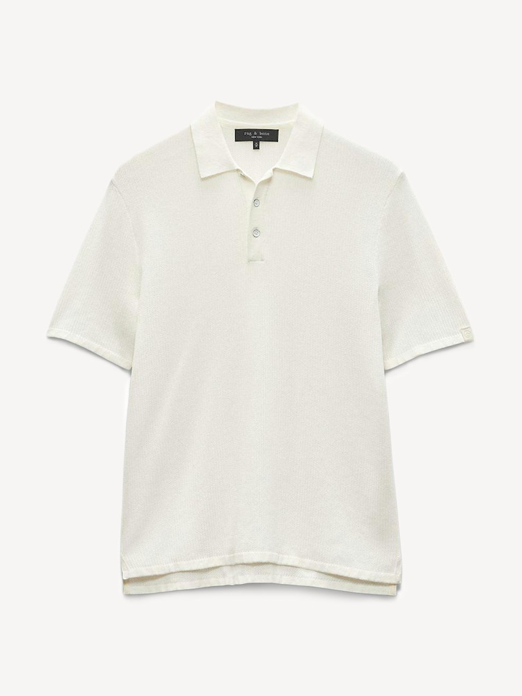 Rag & Bone White Harvey Knit Polo Shirt - Image 4 of 4