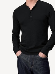 Rag & Bone Black Classic Henley Long Sleeve T-Shirt - Image 1 of 4