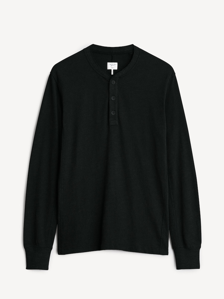 Rag & Bone Black Classic Henley Long Sleeve T-Shirt - Image 4 of 4