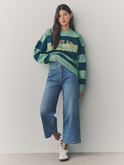 Mid Blue Wide Crop Lift Slim And Shape Jeans - Image 2 of 9