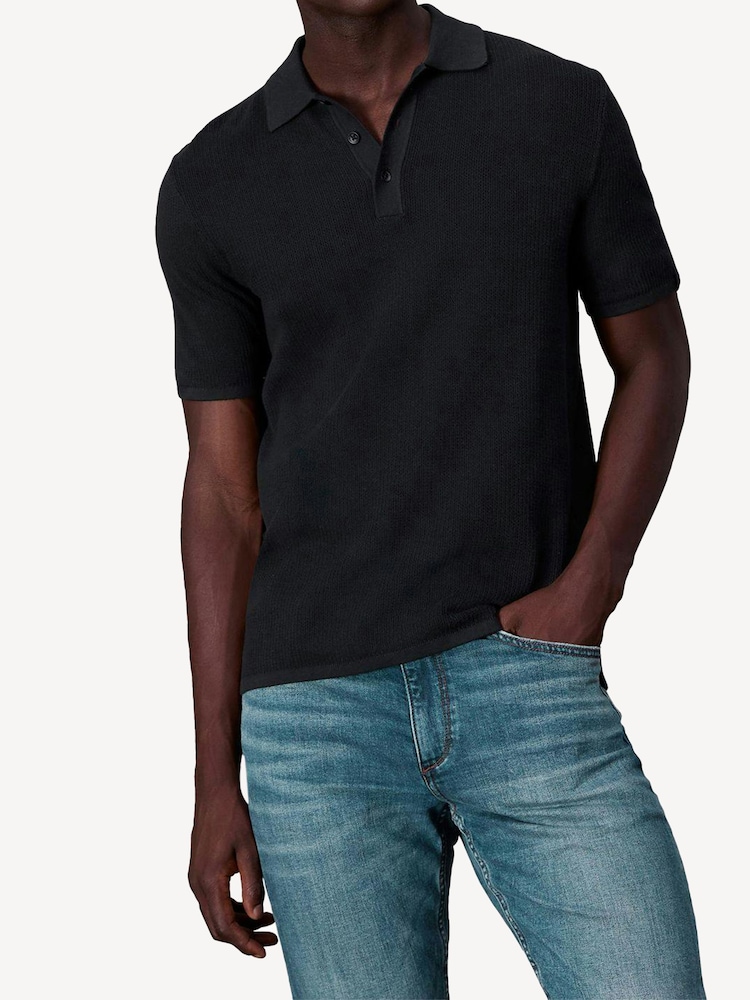 Rag & Bone Black Harvey Knit Polo Shirt - Image 1 of 6