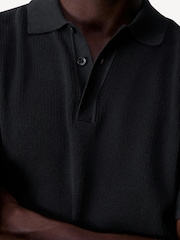 Rag & Bone Black Harvey Knit Polo Shirt - Image 3 of 6