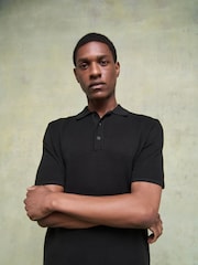 Rag & Bone Black Harvey Knit Polo Shirt - Image 4 of 6