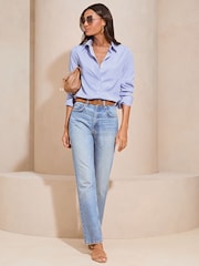 Lipsy Blue 1 Collared Button Through Shirt - Image 3 of 4