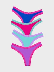 Stripe & Stare Thong Knickers 4 Pack - Image 1 of 6