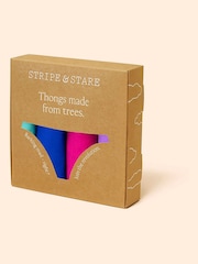 Stripe & Stare Thong Knickers 4 Pack - Image 6 of 6