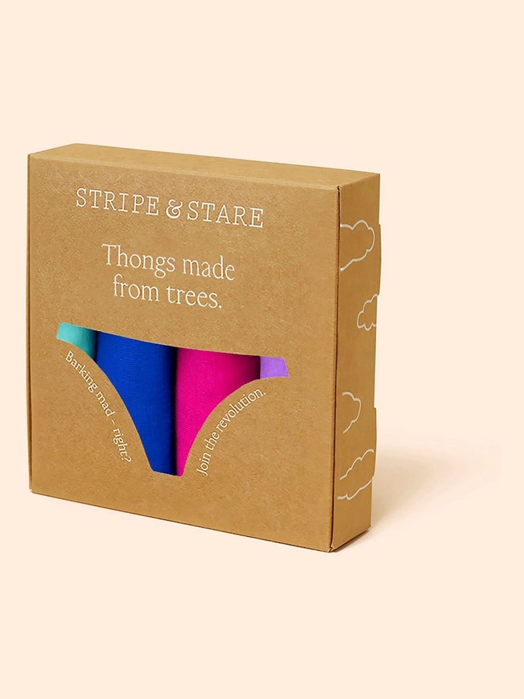 Stripe & Stare Thong Knickers 4 Pack - Image 6 of 6