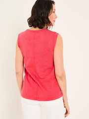 FatFace Tia Rust Red Jersey Tank Top - Image 2 of 6