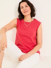 FatFace Tia Rust Red Jersey Tank Top - Image 4 of 6