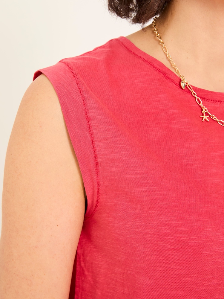 FatFace Tia Rust Red Jersey Tank Top - Image 5 of 6