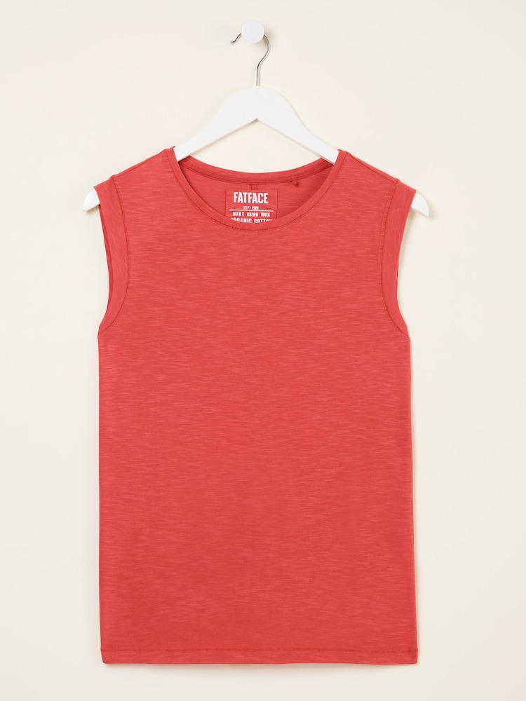 FatFace Tia Rust Red Jersey Tank Top - Image 6 of 6