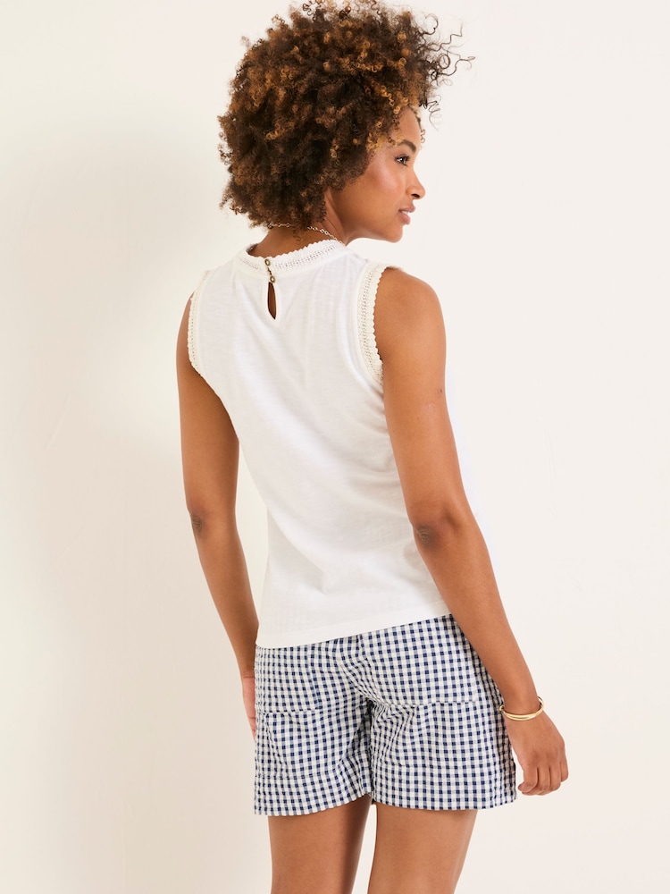 FatFace Isla White Lace Jersey Tank Top - Image 2 of 5