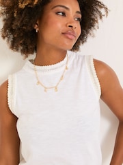FatFace Isla White Lace Jersey Tank Top - Image 4 of 5