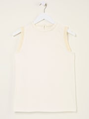 FatFace Isla White Lace Jersey Tank Top - Image 5 of 5