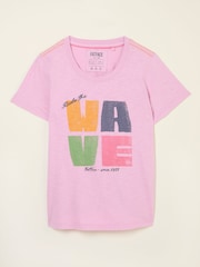 FatFace Light Pink Ride The Wave Graphic T Shirt - Image 1 of 1