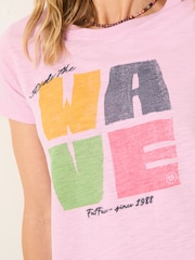 FatFace Light Pink Ride The Wave Graphic T Shirt - Image 3 of 5