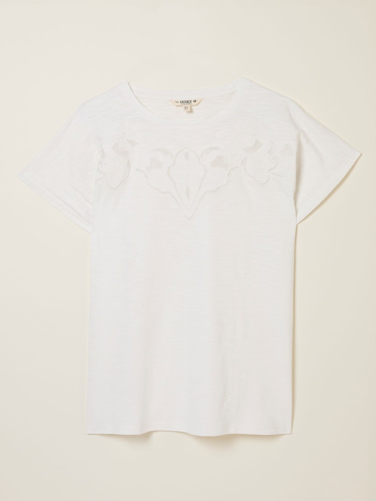Blanco - FatFace Lace Cutwork T-Shirt - Imagen 5 de 5