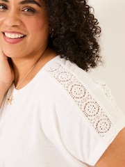 FatFace White Lace Tie Front T Shirt - Image 6 of 10