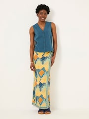 FatFace Joni Dark Teal Blue Jersey Waistcoat - Image 1 of 5
