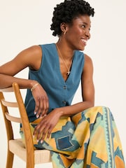FatFace Joni Dark Teal Blue Jersey Waistcoat - Image 3 of 5