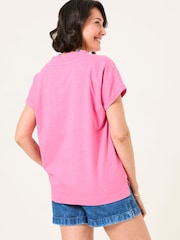 ורוד - FatFace 100% Organic Cotton V-Neck T-Shirt - Image 2 of 5