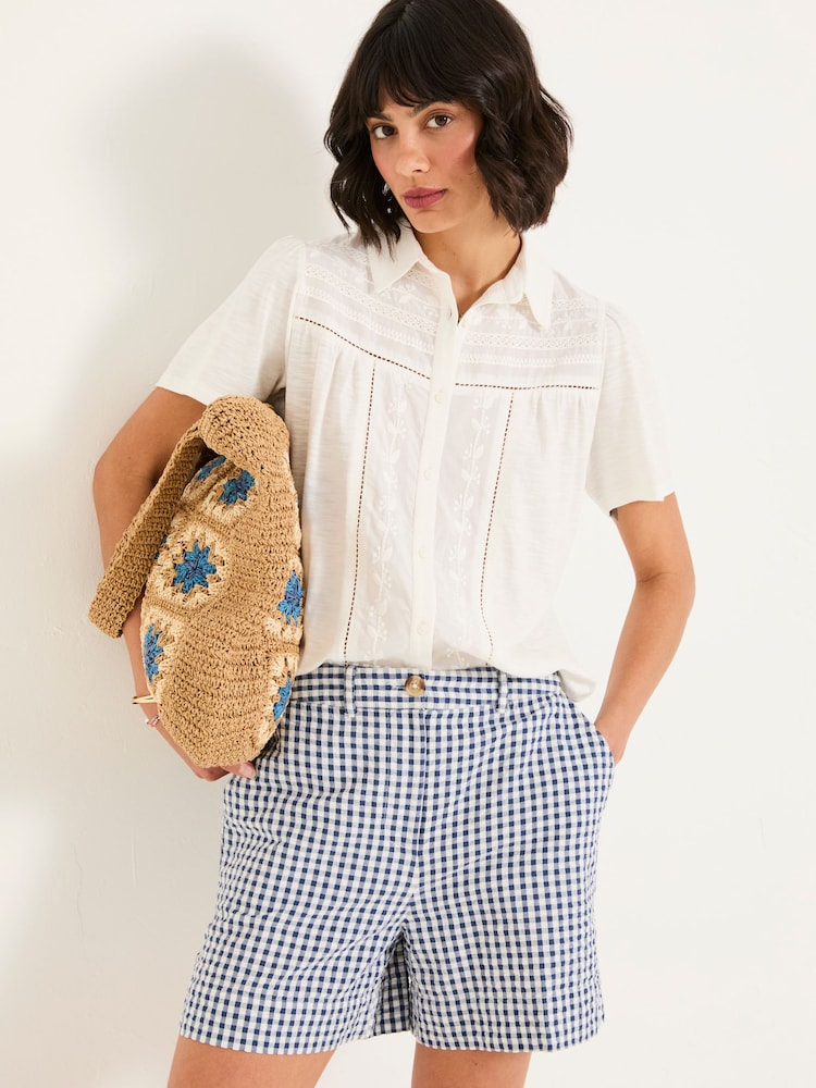 FatFace Kit White Embroidered Short Sleeve Shirt - Image 1 of 6