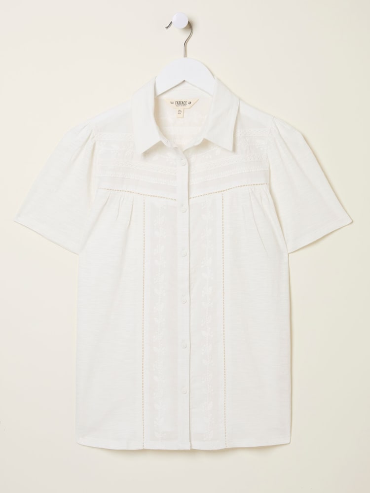 FatFace Kit White Embroidered Short Sleeve Shirt - Image 6 of 6
