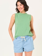 FatFace Isla Green Lace Jersey Tank Top - Image 1 of 5