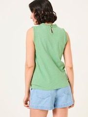 FatFace Isla Green Lace Jersey Tank Top - Image 2 of 5