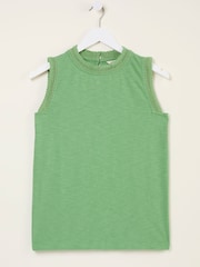 FatFace Isla Green Lace Jersey Tank Top - Image 5 of 5