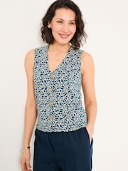 FatFace Joni Teal Blue Shibori Jersey Waistcoat - Image 2 of 11