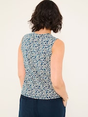 FatFace Joni Teal Blue Shibori Jersey Waistcoat - Image 3 of 11