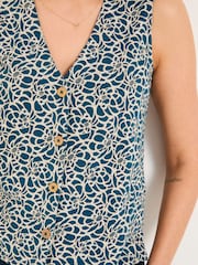 FatFace Joni Teal Blue Shibori Jersey Waistcoat - Image 5 of 11