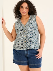 FatFace Joni Teal Blue Shibori Jersey Waistcoat - Image 7 of 11