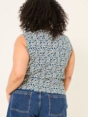 FatFace Joni Teal Blue Shibori Jersey Waistcoat - Image 8 of 11