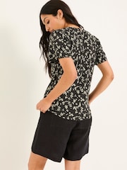 FatFace Leoni Black Mono Ditsy T Shirt - Image 2 of 5