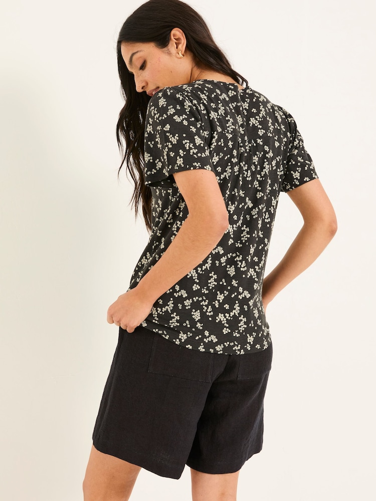 FatFace Leoni Black Mono Ditsy T Shirt - Image 2 of 5