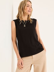 Negro - FatFace Jersey Tank Top - Imagen 1 de 5