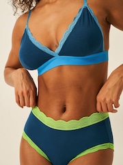 Midnight Neon Blue - Stripe & Stare Lace Bralette - Image 2 of 5