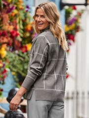 Sosandar Grey Check Slouchy Cowl Neck Jumper - Image 2 of 3