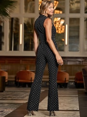 Sosandar Luxury Sparkling Stud Kick Flare Jumpsuit - Imagen 4 de 5