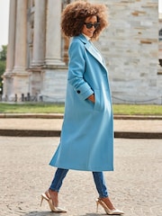 Sosandar Blue Double Breasted Longline Coat - Image 2 of 5