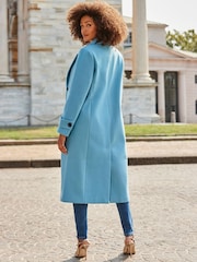 Sosandar Blue Double Breasted Longline Coat - Image 3 of 5
