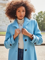 Sosandar Blue Double Breasted Longline Coat - Image 5 of 5